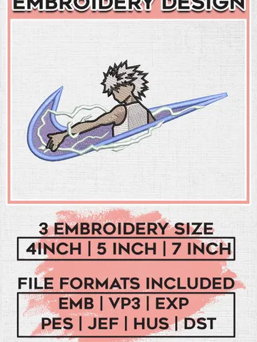 Nike Killua Zoldyck Embroidery Files, Hunter x Hunter, Anime Inspired Embroidery Design, Machine Embroidery Design EMB_ANIME_238 $6.99