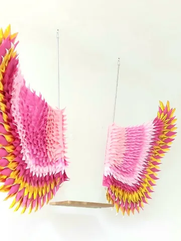 Hanging swing with large Angel wings Pink wedding backdrop Party decoration, boutique, salon, nursery, gold wings $836.00