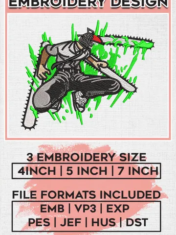 Chainsaw Man Denji Embroidery Design, Anime Machine Embroidery Design, Chainsaw Man Embroidery Design, Anime Character Digial Download EMB_ANIME_214 $6.99