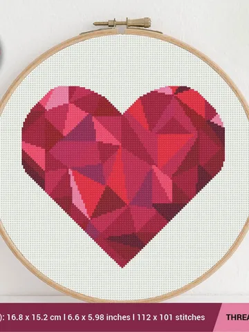 Polygonal Heart Cross stitch pattern | Embroidery Pattern | Instant Download | Embroidery Designs $5.49