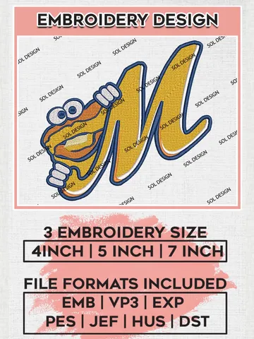 MiLB Montgomery Biscuits Embroidery Design Files, MiLB Montgomery Biscuits Logo, Minor League Baseball Logo Embroidery Designs, MiLB embroidery designs, Machine embroidery designs, Digital Download $6.99
