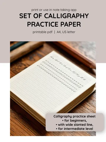 Calligraphy sheet set. Calligraphy Practice Paper. Printable calligraphy paper. Lettering Practice Sheets. $3.00