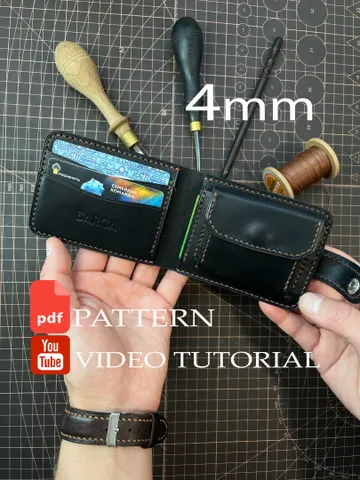 PDF Pattern Bifold Wallet - Download PDF & video TUTORIAL. Punch pitch 4 mm. $5.50