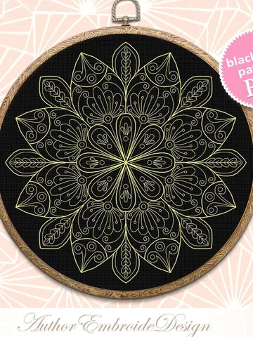 Floral mandala blackwork pattern PDF Blackwork mandala embroidery download PDF, Backstitch chart Mandala ornament, Blackwork embroidery #W21 $4.60