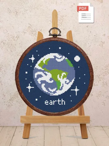Earth Cross Stitch Pattern, Planets Cross Stitch Pattern, Earth Pattern, Space Cross Stitch Pattern, Solar System Patterns #spc003 $3.00