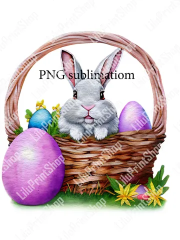 Easter Bunny Clipart PNG Sublimation Watercolor Rabbit png Easter Clipart Spring Rabbit in Basket Clipart Easter PNG Instant download $2.71