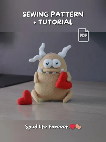 Fleece Plush Potato Pattern – Softie Toy with Secret Mouth $11.00