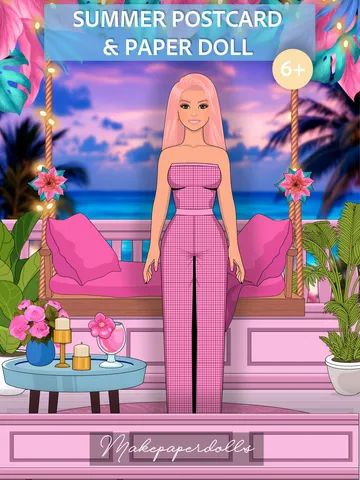 Summer evening with paper doll