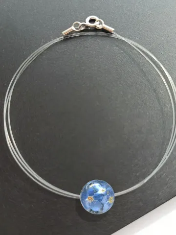 Silver necklace with forget-me-nots $95.00