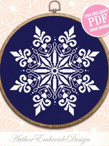 Mandala snowflake cross stitch pattern PDF download Christmas cross stitch chart, Snowflake mandala pattern digital PDF, Home decor #M240 $4.60
