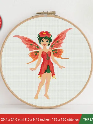 Flower fairy Cross stitch pattern | Embroidery Pattern | Instant Download | Embroidery Designs $5.94