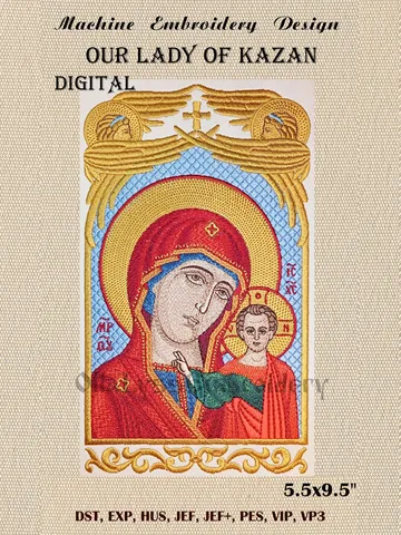 Our Lady of Kazan embroidery design $45.00