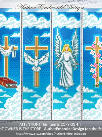 Set of Christian bookmarks cross stitch pattern PDF download Holy cross and white dove cross stitch Bible bookmark pattern digital PDF #B457 $14.80