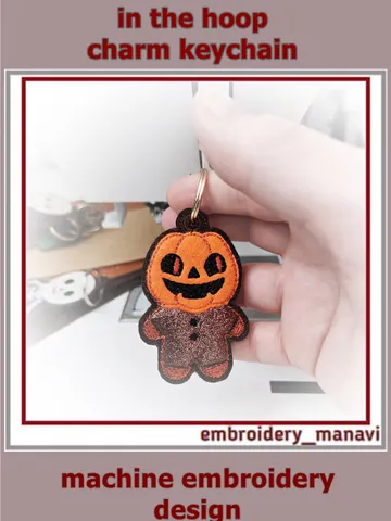 Pumpkin Grin Halloween ITH Felt Charm – In the Hoop Embroidery Project by Embroidery Manavi 05 $3.50