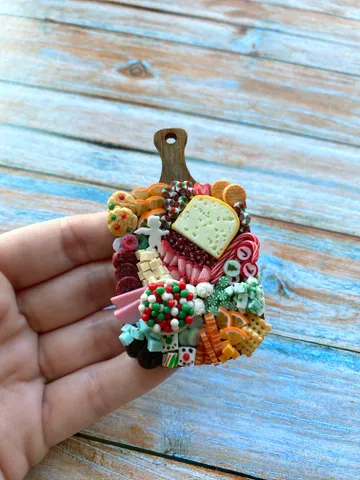 Magnet Miniature Christmas Charcuterie Board with Polymer clay Souvenir $27.00