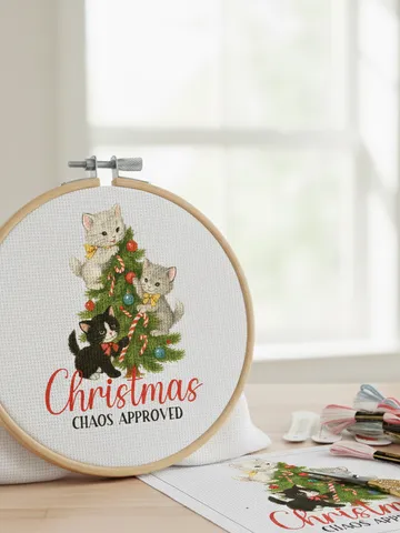 Christmas Chaos Kittens Chaos Approved Cross Stitch Pattern PDF