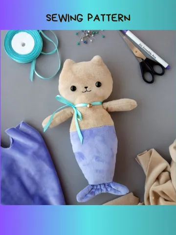 Plush Mermaid Cat Sewing Pattern PDF $5.97