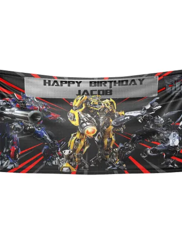Transformers Birthday Banner Personalized Party Name Backdrop Decoration ikban134 $52.99