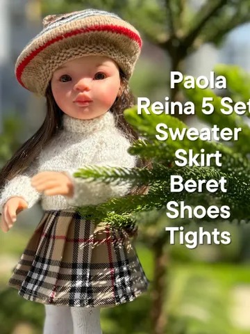 Paola Reina Doll 5 ITEMS Set: Exclusive Handmade Outfit - Beret, Skirt, Sweater, Tights, Shoes $72.35