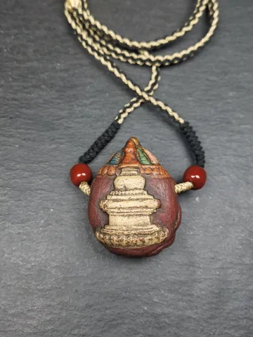 Gandhanra Old Tibetan Stupa Tsa Tsa Amulet, Double-sided Stupa and Scorpion Guru of Padmasambhava, Scorpion Terma Pendant,30 Years Old $69.99