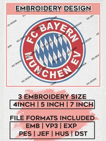Bayern Munich Embroidery Design, Bundesliga Logo Embroidery, Bundesliga Bayern Munich Embroidery, Machine Embroidery Design $6.99