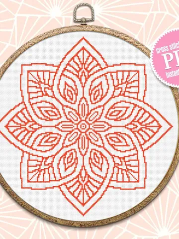 Mandala cross stitch pattern download PDF Floral ornament cross stitch chart, Monochrome cross stitch, Easy mandala ornament embroidery #M28 $4.60