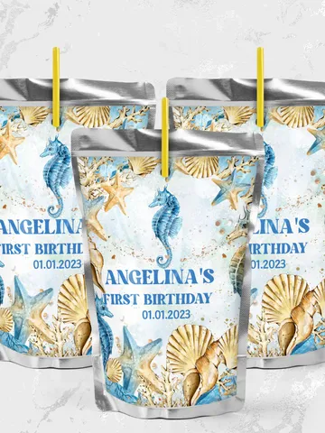 Editable juice label ONEder the Sea First Birthday Label; Under the Sea Party; Ocean Party Birthday Template Instant Download; SE1 $10.45