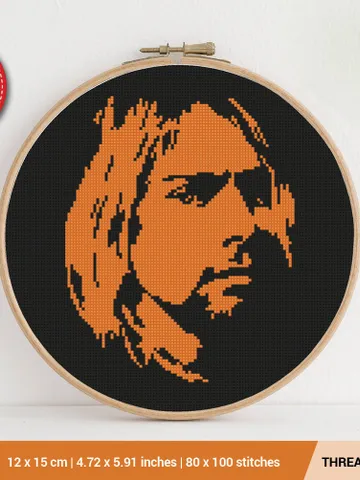 Kurt Cobain Silhouette Cross stitch pattern | Embroidery Pattern | Instant Download | Embroidery Designs $4.74