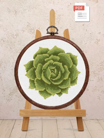 The Succulent Cross Stitch Pattern, Flower Cross Stitch Pattern, Embroidery Succulent, Flowers xStitch, Potted Flowers xStitch #flw013 $4.00