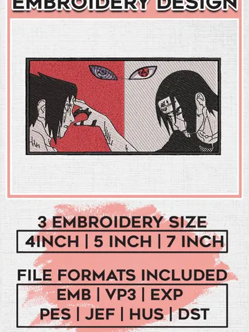 Itachi Uchiha Sasuke Embroidery Design File / Anime Embroidery Pattern / Digital Download
EMB_ANIME_260 $6.99