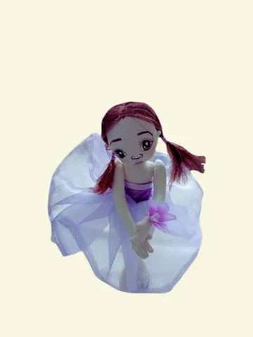 Handmade Textile Ballerina Doll – Purple Chiffon Dress, Moveable Arms & Legs-10.2 in $50.00