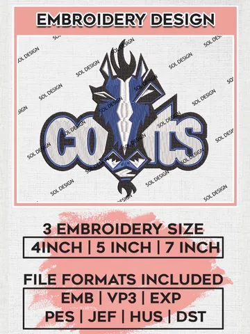 NFL Indianapolis Colts Mascot Logo Embroidery Designs, NFL Colts, NFL Embroidery Designs, NFL Indianapolis Colts Machine Embroidery Design, Digital Download