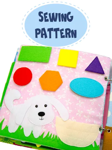 Quiet book page, Geometric figures with Dog, PDF sewing pattern, SVG files $3.00