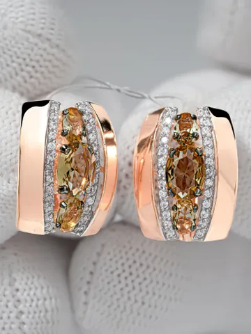 Earrings jewelry Silver gold plated 925 assay value with sultanite $125.00