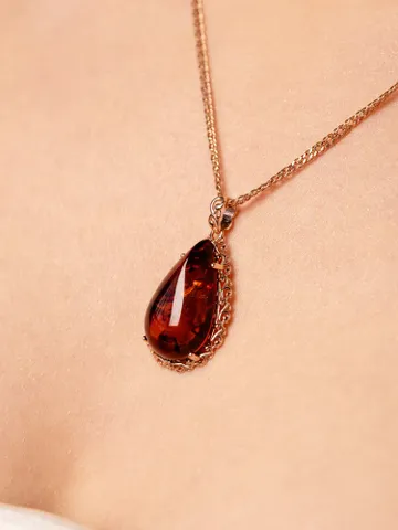 Jewelry pendant with natural Baltic amber made of 925 silver $95.00