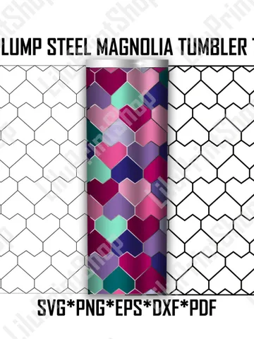 Heart tumbler template svg for Straight Steel Magnolia Plump 24oz . Valentines Heart Tangram Tumbler cut file $2.71