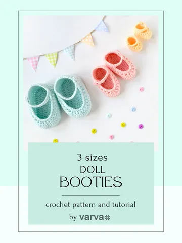 DIY Crochet booties for Waldorf dolls. 3 sizes. PDF crochet patterns and tutorials.
