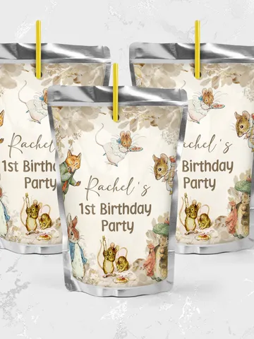 Editable Juice Label Peter Rabbit First Birthday party juice label; Rustic Peter Rabbit Party; Classic Peter Rabbit Party Birthday; pr1 $10.45