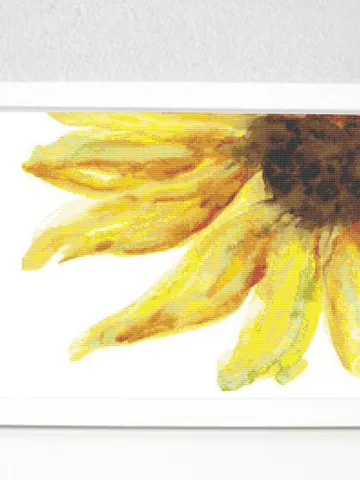 Sunflower cross stitch pattern Modern watercolor cross stitch pattern flower abstract chart Large one flower Botanical realistic floral PDF