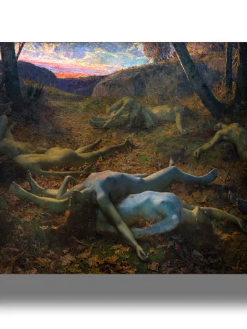 Fallen leaves. Human corpses lie on the ground like autumn leaves. $22.00