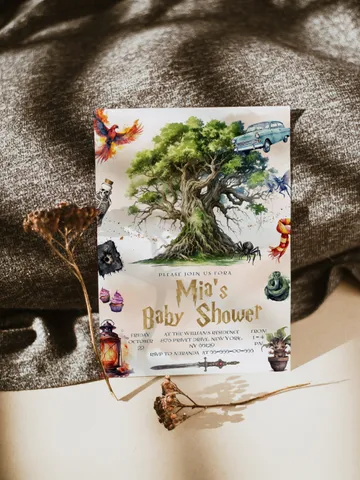 DIY Wizarding World Baby Shower iNVITATION; Magic School Baby Shower Template; School of Wizard Baby Shower invitation template; wF55 $11.62