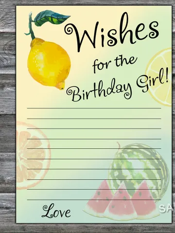 Lemon Wishes for the birthday girl,Adult Birthday party game-fun games for her-Instant download