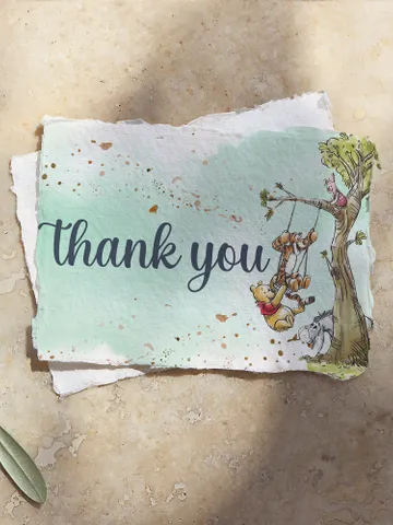Editable Thank you card Hundred Acre Wood First Birthday party thank you; Winnie the Pooh Party; Classic Pooh Party Birthday ; wp5 $8.13