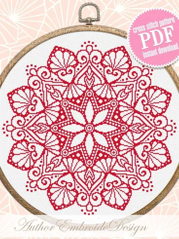 Flower mandala cross stitch pattern PDF download Monochrome cross stitch chart, Simple mandala pattern digital PDF, Mandala ornament #M261 $4.60
