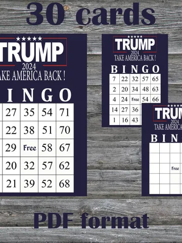 Trump bingo cards,Printable bingo trump,Donald Trump bingo card,Trump Bingo,30 Printable Bingo Cards--1 $3.95