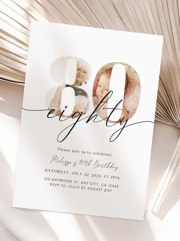 80th Birthday Invitation Template 80th Digital Invite Instant Download Eighty Year Old Minimalist Boho Eighteeth Birthday Printable Canva $7.00