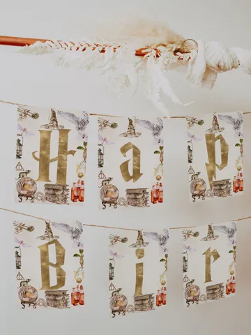 The Chosen One Birthday Party; Happy Birthday Banner Wizard Birthday Party; Magic School Birthday; Editable Wizarding World Banner; Wms12 $11.62