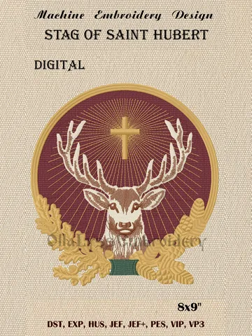 The Stag of Saint Hubert embroidery design $15.00